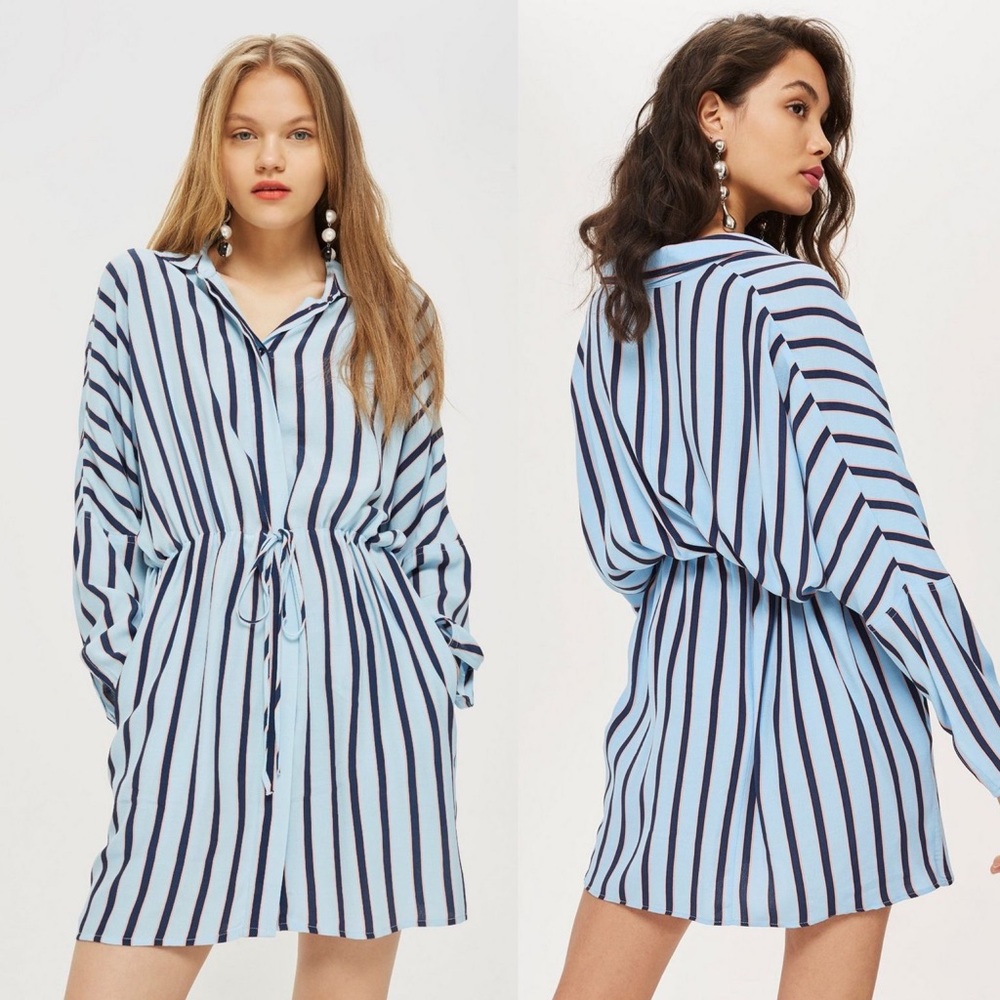 Topshop Light Blue Striped Shirt Dress